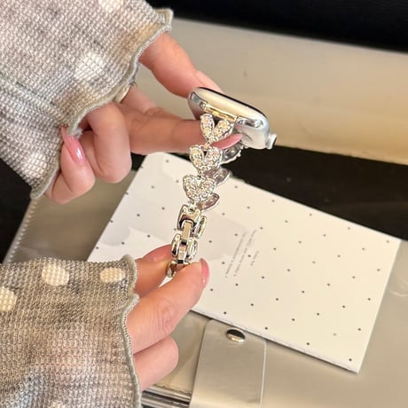 ダイヤハート  AppleWatchバンド メタル AppleWatchベルト Series 11/10/9/8 SE3/2  Ultra3/2/1 高級感高品質 贅沢[M6370]
