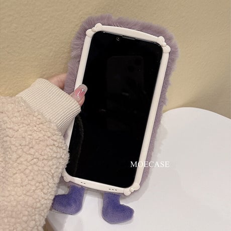パープルモンスター iphone14pro/14plusケース  リボン 柔らかい アイフォン13/12/11カバー かわいい プレゼントにおすすめ[M2392]