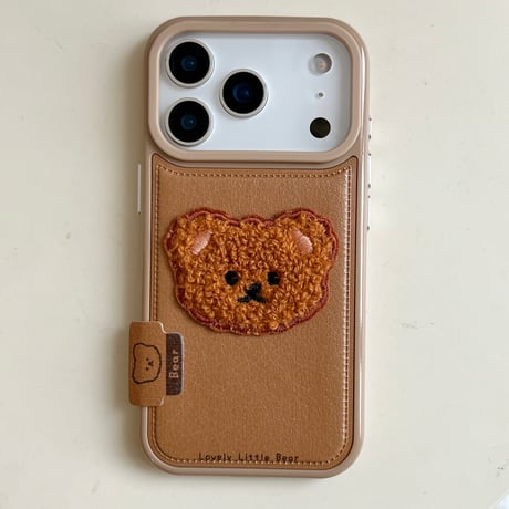 ニット熊 iPhone17Pro/17ケース 皮製 iPhone16Pro/15Promaxカバー 可愛い ギフトにおすすめ [M5779]