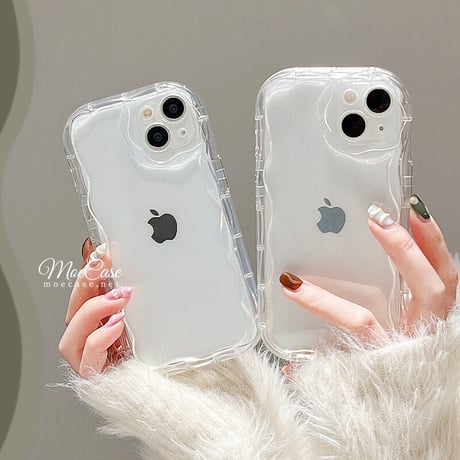 クリアiPhone15/14proケース 波紋枠レンズカバー アイフォン13/12pro/11カバー 透明 全面保護 落下防止 [M2835]