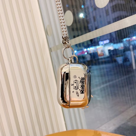 銀色ロボット エアーポッズ4/3ケース robot airpodspro2/1カバー 可愛いキーリング付き チェーン付き カッコイイ 高品質頑丈 ツヤ感あるM422