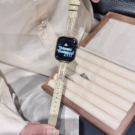 ダイヤとレザー  AppleWatchバンド レーストリムデザイン AppleWatchベルト Series 11/10/9/8 SE3/2  Ultra3/2/1 高級感高品質[M6490]