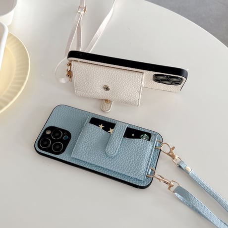 iphone14Plus/13proケース  カード入れ3個 ショルダー付き レザーアイフォン12mini/11カバー  高品質 便利 スタンド機能 [M2163]