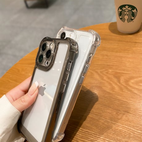 耐衝撃加工 iphone14plus/14promaxケース  黄ばまないiphone13/12promaxカバー  高透明感 シンプル風 金属ボタン [M2330]