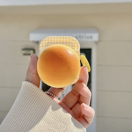 パン AirPodsPro/第3代ケース かわいい ストレス解消  airpodsPro2/Pro1保護カバー イエロー ギフトにおすすめ[M3690]