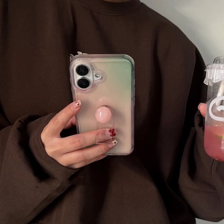 リング付 アイフォン16/16proケース 淡色系 グラデーションカラー iphone15pro/14/13proケース 高級感 女子力高い [M5084]