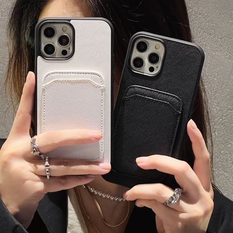 カードポケット iphone14Plus/13promaxケース  シンプル iphone12mini/11カバー  交通カードSUICA/PASMO/ICOCAなど収納[M2158]