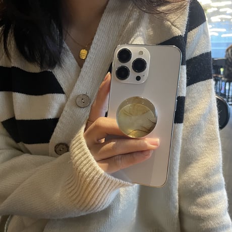 大理石調 ガラス スマホグリップスタンド  かわいいオシャレ 粘着タイプ 個性ファッション 全機種対応 ギフトにおすすめ[M2600]