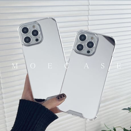 ミラーiPhone14/15ケース 四角耐衝撃加工 アイフォン13/12/11proカバー メイク直しに便利 ガールズに人気 [M2737]