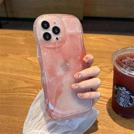 オシャレピンクカラー iphone15pro/14promaxケース  ぼかし iphone13/12/11カバー キラキラ 滑りにくい 持ちやすい[M2519]