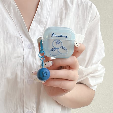 ブルーベリー AirpodsPro3ケース うねうね Airpodspro3/2/1カバー Airpods第3/2世代 キーホルダー プレゼントにおすすめ[M6445]
