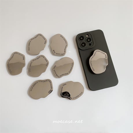 ミラースマホグリップ  金属 オシャレ シック スタンド 可愛い 粘着タイプ 可愛い 実用 全機種対応 ギフトにおすすめ[M2565]