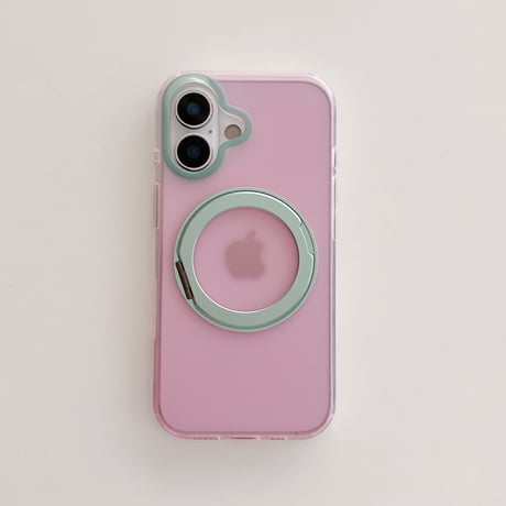 MagSafeリングスタンド iPhone17Pro/17ケース ピンクとグリーン iPhone16Pro/15Promaxケース 可愛すぎる 便利実用品 [M6481]