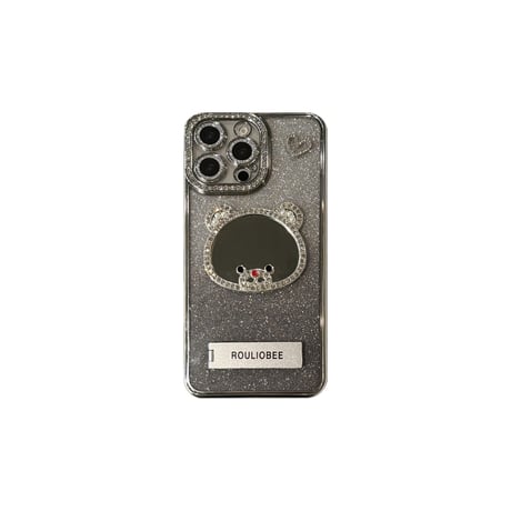 鏡付き iPhone16/16proケース スタンド付 iPhone15plus/14/13promaxカバー ジュエリーデコ 美しい かわいい [M5382]