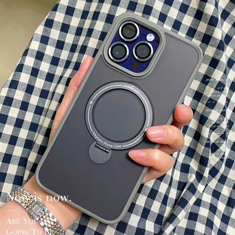 iPhone16Pro/15ProMaxケース MagSafeリングスタンド付き 指紋防止 耐衝撃 多機能便利 14/13/12pro[M3538]
