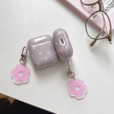 韓国っぽ AirPodsPro3ケース 花柄 Airpods4/3ケース  AirpodsPro2/Pro1カバー  淡色系 キーホルダー付 可愛い [M5965]