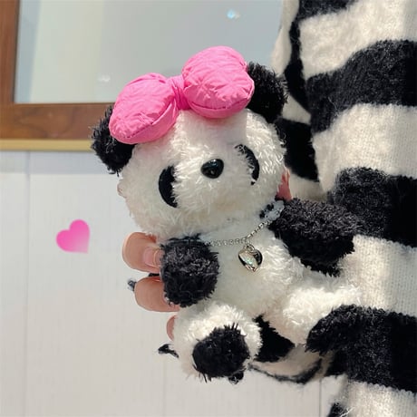 Pandaぬいぐるみ Airpods3/Pro2ケース フワフワ エアーポッズケース 可愛い顔 丈夫 ギフトにおすすめ[M3858]