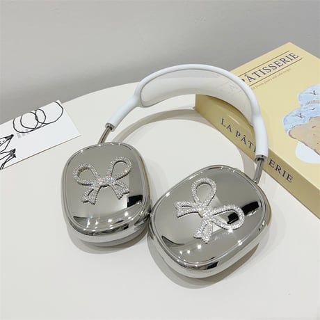 ジュエリーリボン AirPodsMax専用ケース キラキラ エアーポッズ マックスカバー オシャレ  艶あり 可愛い 女子力アップ[M4558]