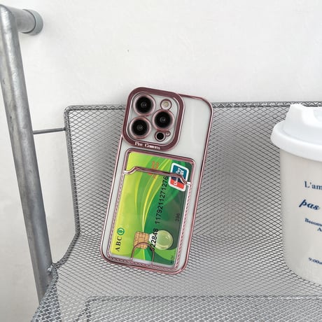ICカードポケット iPhone14pro/14promaxケース メッキ クリアアイフォン13/12/11proカバー 高級感 実用 使いやすい [M2390]