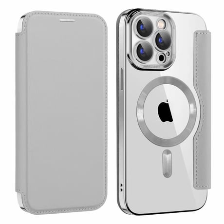 手帳型 iPhone16Pro/16ProMaxケース ICカード収納 レザーiPhone15Pro/14plus/13カバー magsafe対応 レンズカバー [M4625]