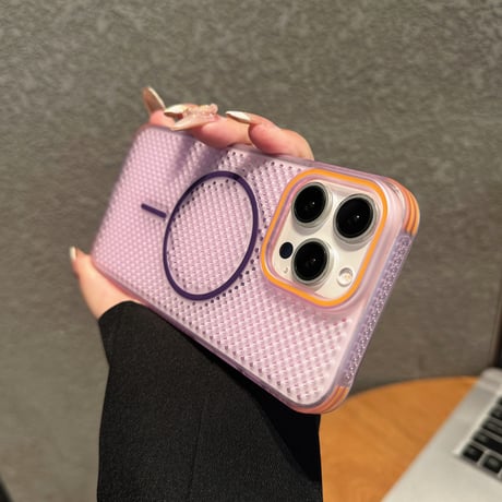 放熱仕様 iPhone16pro/16promaxケース Magsafe対応 四角耐衝撃 iPhone15pro/14/13pro/12promaxカバー シンプル 夏向け[M5371]