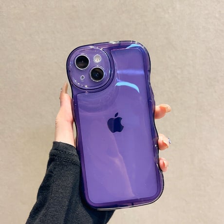 うねうね iPhone15/15proケース 高透明 ウェーブ型クリアケース 光沢 大人可愛い 落下防止[M3483]