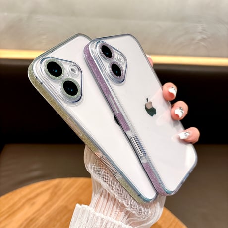 【iPhone16対応】ラメ入り枠 iphone15Pro/14/13/12promaxカバー  キラキラ シンプル オシャレカメラレンズカバー  全面保護 高品質 薄型 黄ばまない[M1877]