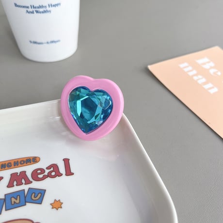 ハートダイヤモンド  スマホグリップ キラキラ艶感 グリップトーク  スマホリング   伸び縮み式 落下防止 卓上スタンド機能 ギフトにおすすめ[M3427]