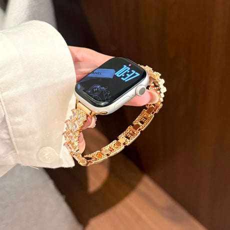 上品ダイヤ AppleWatchバンド 美しい AppleWatchベルト Series 11/10/9/8 SE3/2  Ultra3/2/1 輝きメタルリック 高級感たっぷり[M6529]