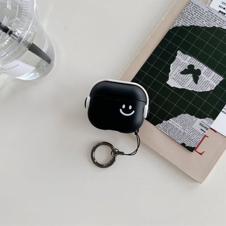 スタンド付 Airpods 4/Pro2ケース にこちゃん Airpods3/2/Proカバー リング付 黒色 ギフトにおすすめ [M4726]
