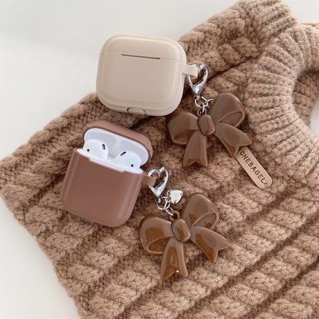 シリコン Airpods 4ケース リボンキーホルダー Airpods3/Pro2/pro3ケース airpodsproカバー  充電口カバー付 丈夫[M4985]