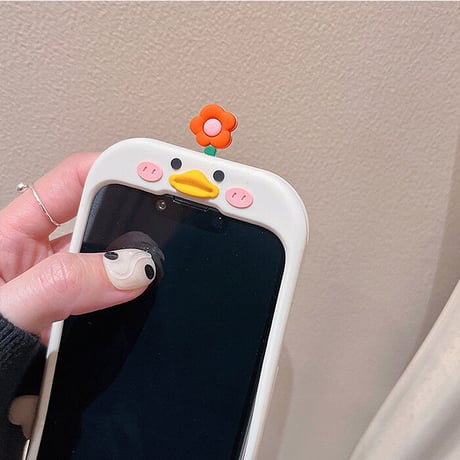 花ダック iphone13/14proケース  可愛い アイフォン13/12/11promaxカバー   超キュート 人気品 プレゼントにおすすめ[M2207]
