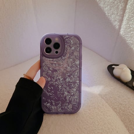貝殻紋 アイフォン14/13proケース 紫色 キラキラ iPhone12/11proカバー 綺麗 エレガント  女子力アップ[M3337]