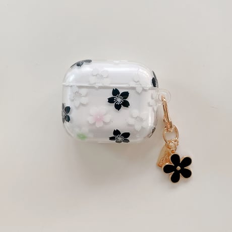 春花 Airpods 4ケース 透明 Airpods3/Pro2ケース airpodspro2カバー  女子力UP 花キーチェーン付 大人可愛い[M5235]