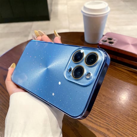 耐衝撃 iPhone16pro/16promaxケース 艶感キラキラ iPhone15pro/14/13カバー カメラ保護 耐久性あり [M5330]