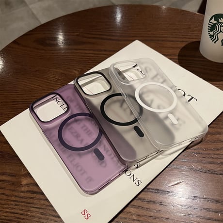 マグセーフ対応 iPhone14/14proケース マット 指紋付かない アイフォン13/12proカバー  シンプル 半透明  お揃い[M3231]