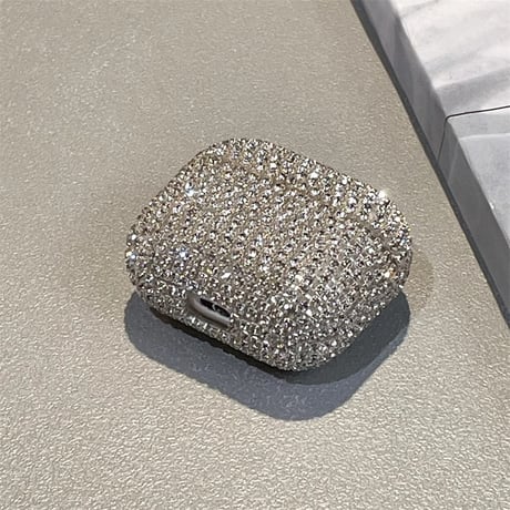 高級感 Airpods4ケース キラキラダイヤ AirpodsPro2ケース airpods3/2ケース シルバー エレガント 高品質 頑丈 シルバー[M5467]
