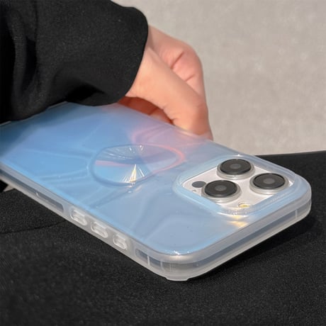 ハートダイヤグリップ iPhone15pro/15ケース オーロラカラー iPhone14pro/13/12proカバー おしゃれ 女子力アップ[M4210]