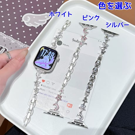 月と星 AppleWatchバンド ダイヤデコ メタル AppleWatchベルト Series 11/10/9/8 SE3/2  Ultra3/2/1 高級感高品質 [M6517]