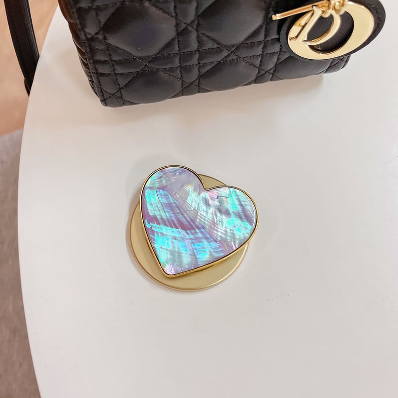 マグネット式スマホグリップスタンド 本物の貝殻 キラキラおしゃれ 艶