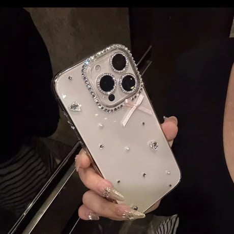 ハンドメイド iPhone16pro/16ケース ダイヤ/ジュエリー iPhone15plus/14/13pro/12カバー 大人可愛い シック[M5474]