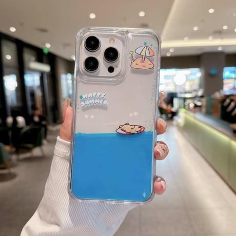 液体 iPhone15/15proケース サーフィンする犬ちゃん iphone14/13/12proカバー ストレス解消 面白い ギフトに最適[M4085]
