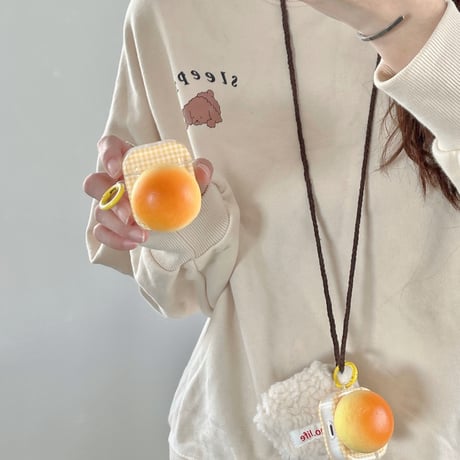 パン AirPodsPro/第3代ケース かわいい ストレス解消  airpodsPro2/Pro1保護カバー イエロー ギフトにおすすめ[M3690]