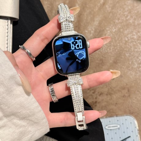 ダイヤリボン  AppleWatchバンド キラキラ感たっぷり AppleWatchベルト Series 11/10/9/8 SE3/2  Ultra3/2/1 高級感高品質 上品[M6455]
