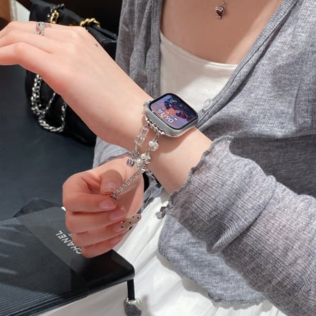 パール Applewatchベルト 高品質 Ultra2/1/SE(第2/1世代)/Series9/8/7/6/5/4/3/2/1アップルウォッチバンド 女子力高い[M5256]