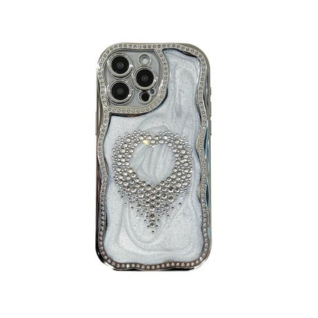 ジュエリーハート iPhone16pro/16ケース うねうね枠 iPhone15/14promax/13proケース 大人可愛い 丈夫 高級感[M5229]
