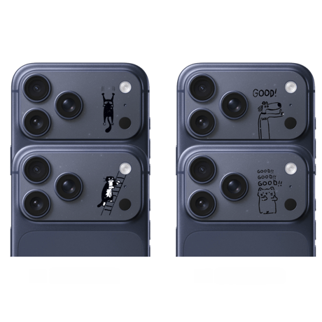 2点セット カメラカバーフィルム  iPhone17Pro iPhone17ProMax 波紋柄 犬と熊柄 猫柄 マット仕上げ 傷から保護 使いやすい [M6030]