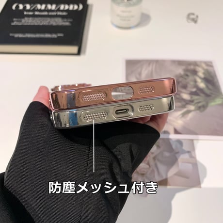 黄ばまないキラキラ iPhone15/15proケース  ナチュラル/ブルーチタニウム iPhone14/13/12 ラメレンズフイルム 軽量丈夫[M3942]