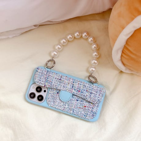 革製 カード入れ iphone13/13proケース  キラキラ真珠ストラップ付 アイフォン12/11proカバー  ゼレブ愛用 オシャレ 女の子 高品質M1383