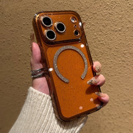 キラキラレンズカバー iPhone17/17プロケース MagSafe対応 ラメ iPhone17Promax/16Pro/15ケース クリアケース 耐衝撃頑丈[M6053]